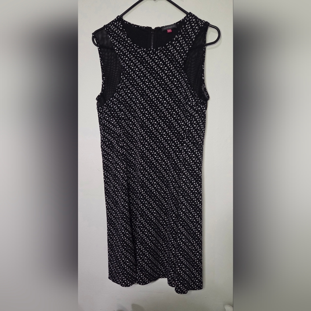 Vince Camuto Black and White Patterned Midi Dress